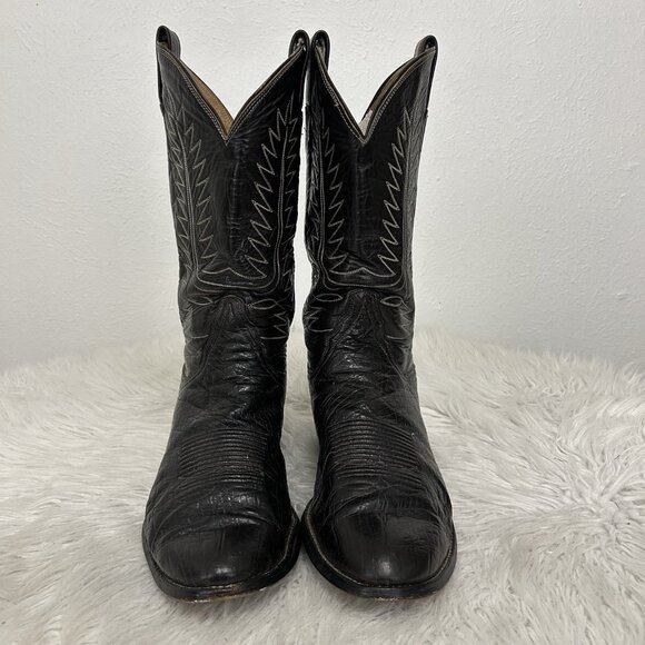 VTG 70s Tony Lama Men’s Brown Embroidered Western Cowboy Boots Sz Code 5110 /11E - Picture 2 of 12